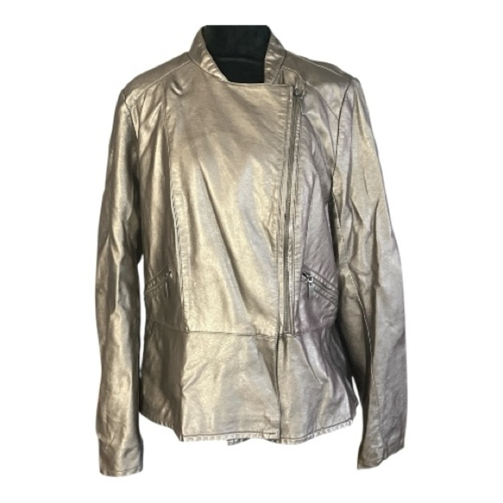 Lane Bryant Shimmering Gold Leather Jacket